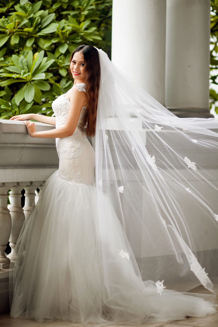 SAMPLE SALE / Lace Trumpet Wedding Gown with Beaded Straps (#PB067) - Dream Dresses by P.M.N
 - 7