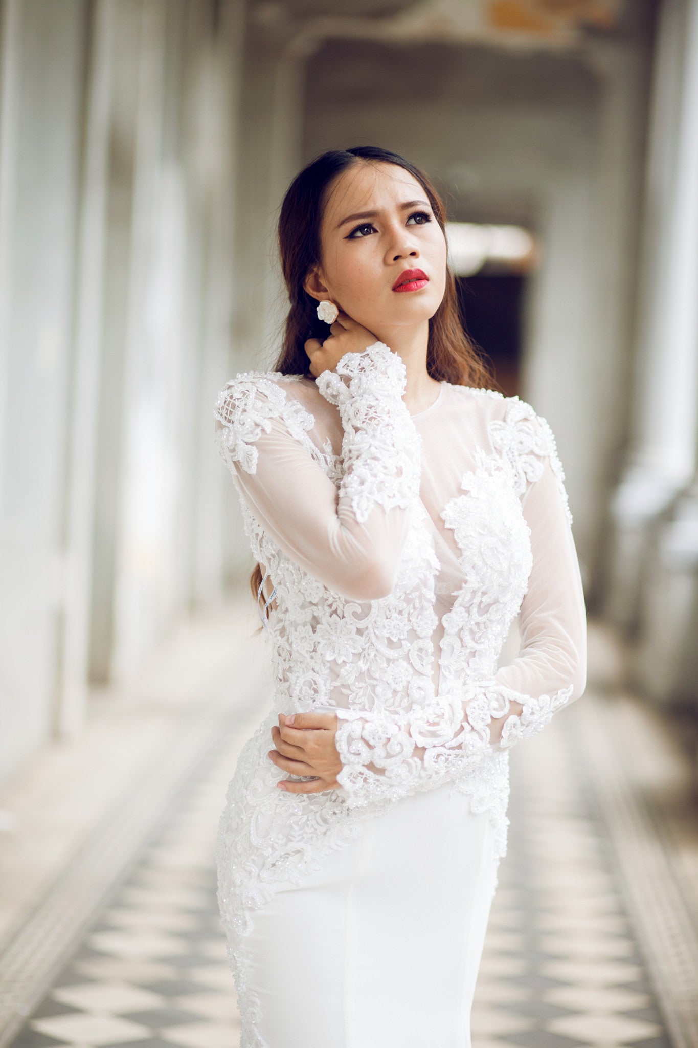 Long Sleeve Fit-n-Flare Wedding Gown with Key Hole Back (#KATIE PB066) - Dream Dresses by P.M.N
 - 7