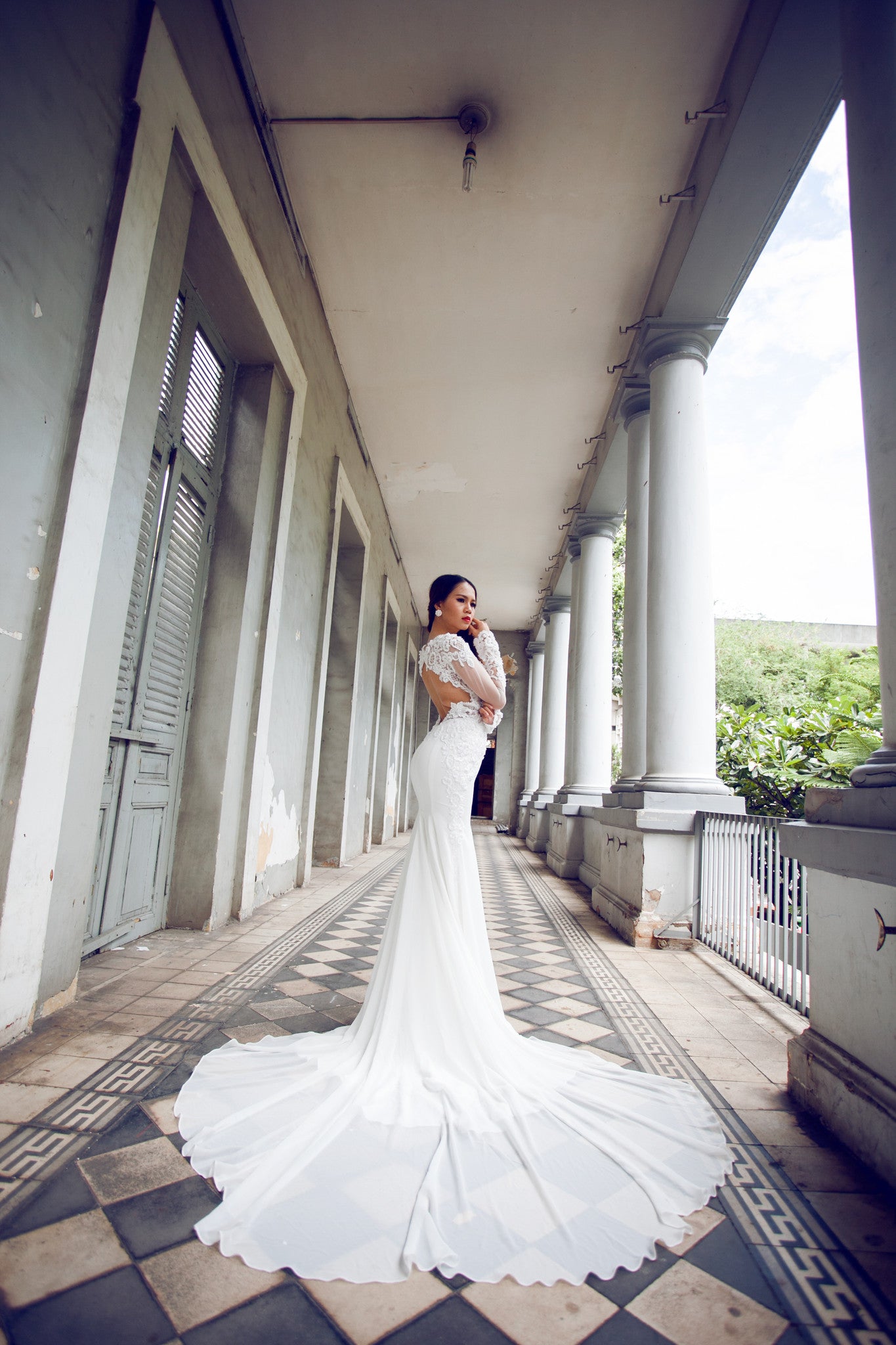 Long Sleeve Fit-n-Flare Wedding Gown with Key Hole Back (#KATIE PB066) - Dream Dresses by P.M.N
 - 9