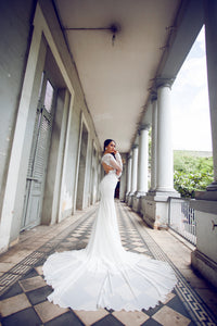 Long Sleeve Fit-n-Flare Wedding Gown with Key Hole Back (#KATIE PB066) - Dream Dresses by P.M.N
 - 9