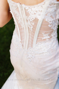 Blush Pink Ivory Strapless Trumpet Wedding Dress (# BETTY) - Dream Dresses by P.M.N
 - 3