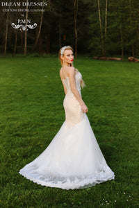 Blush Pink Ivory Strapless Trumpet Wedding Dress (# BETTY) - Dream Dresses by P.M.N
 - 4