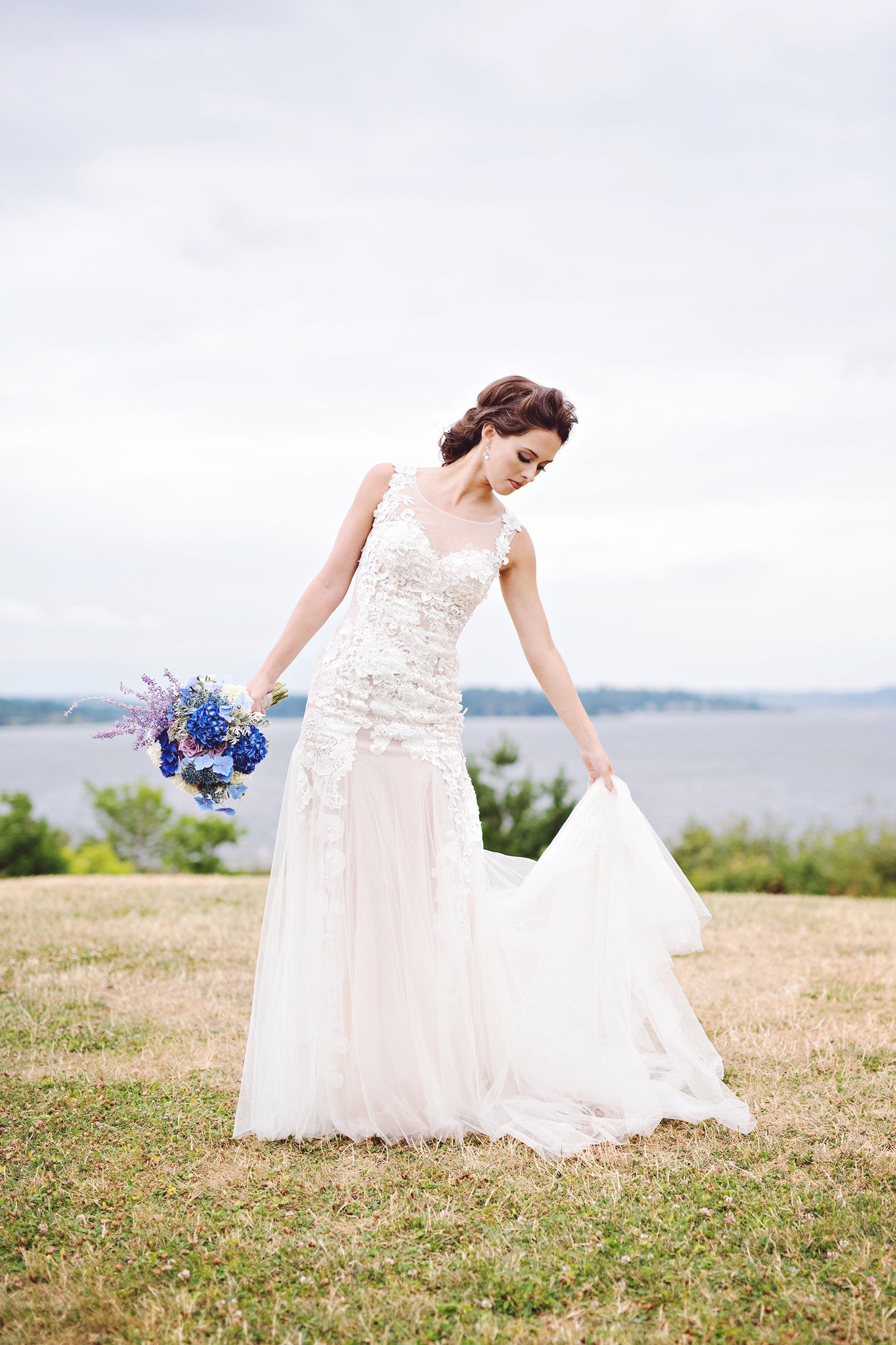 SAMPLE SALE/ Blush Pink Sheer All Over Lace Tulle Dress (#PB070)