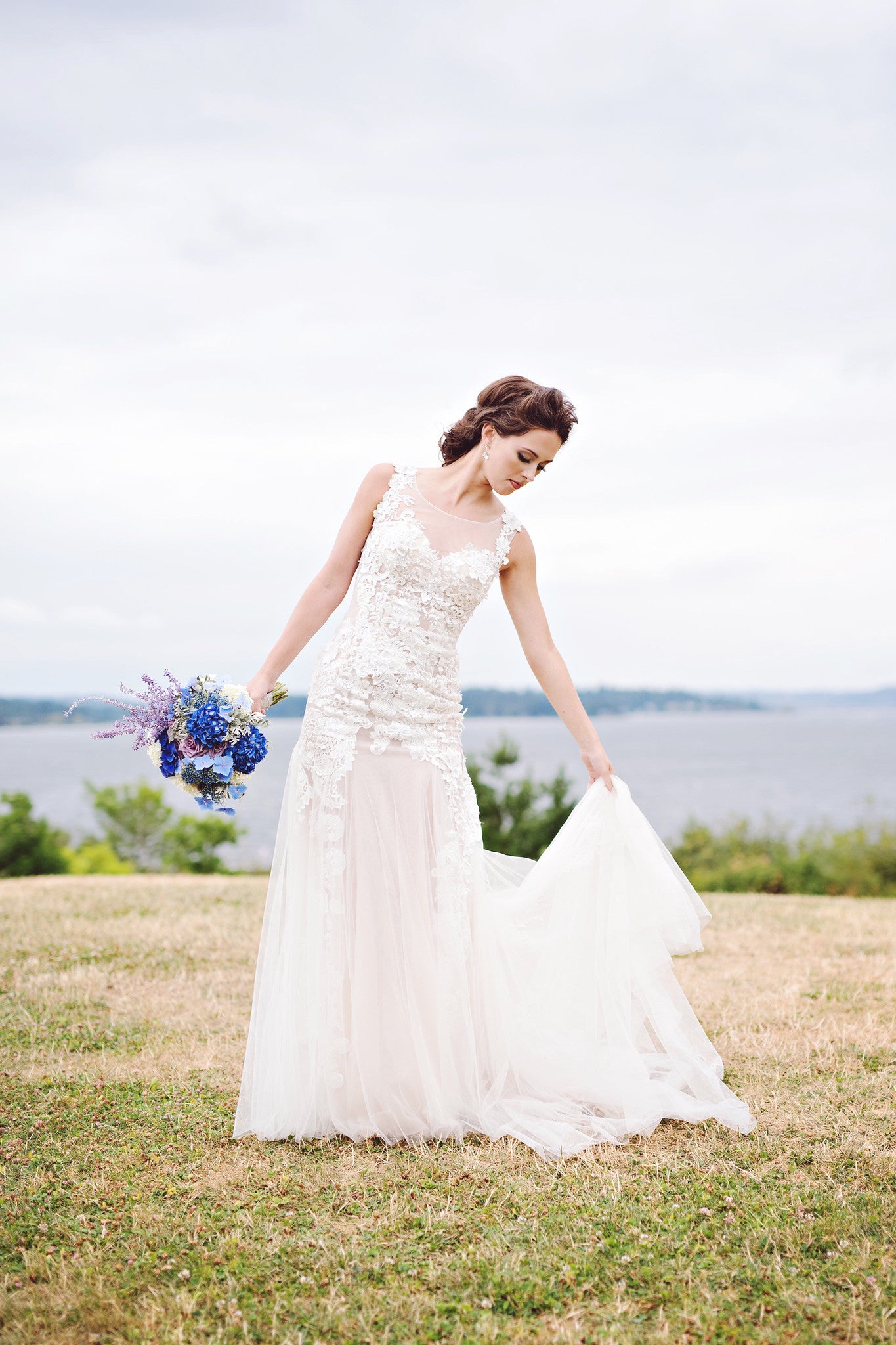 SAMPLE SALE/ Blush Pink Sheer All Over Lace Tulle Dress (#PB070) - Dream Dresses by P.M.N
 - 4