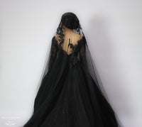 Black Cathedral Wedding Veil (#Galena) - Dream Dresses by P.M.N.
