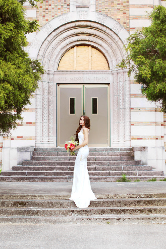 Silk Wedding Dress With Sheer Back (#Lily)