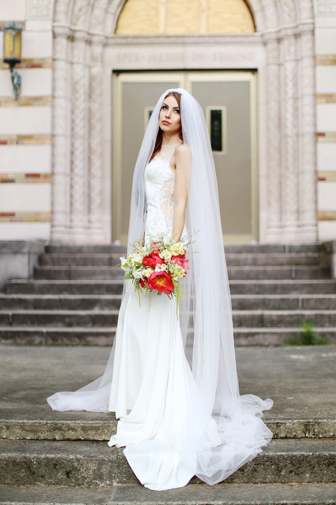 Silk Wedding Dress With Sheer Back (#Lily)