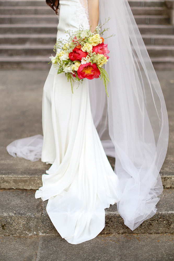 Silk Wedding Dress With Sheer Back (#Lily)