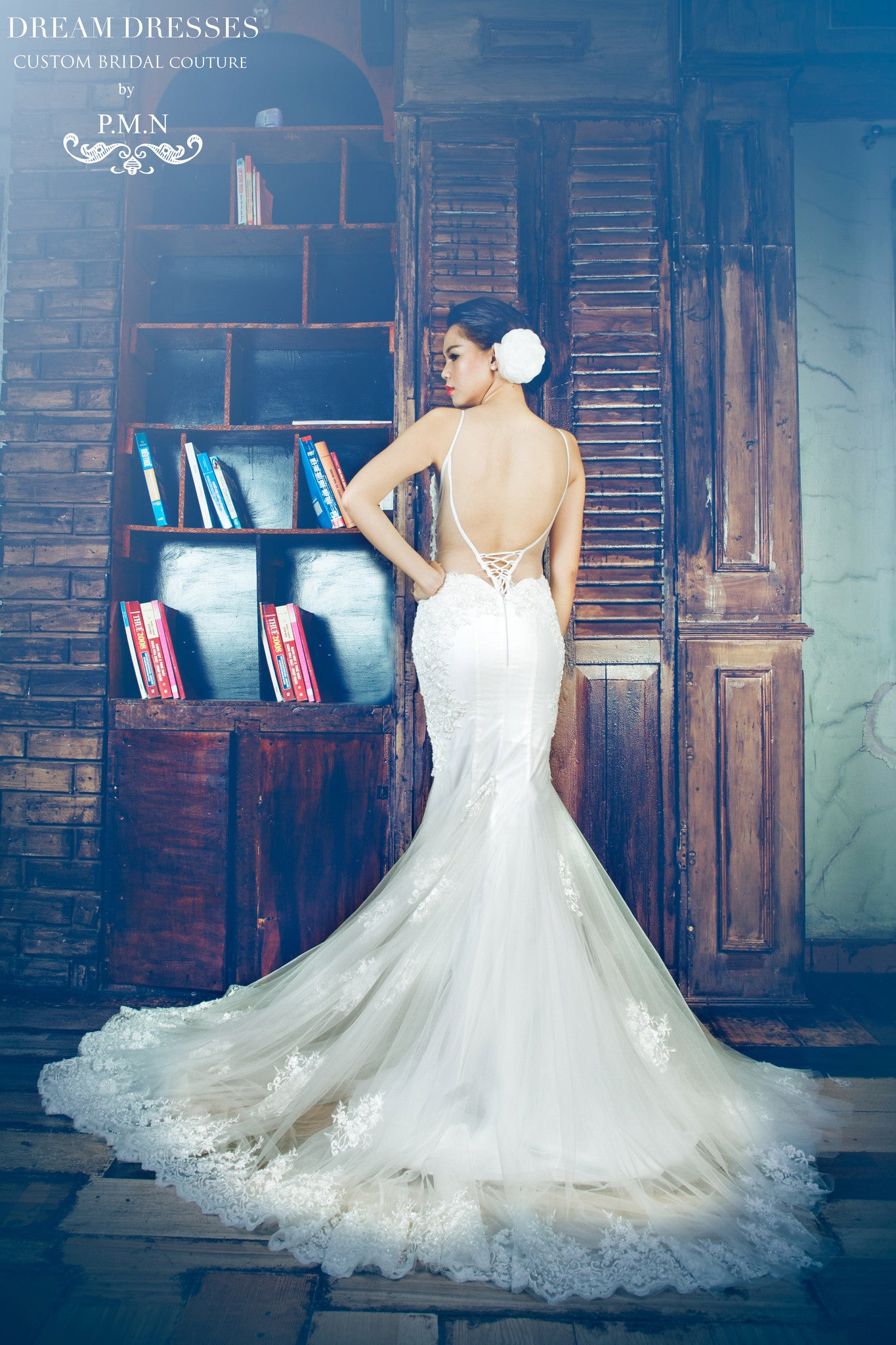 dream wedding dress mermaid Ladivine CD928 Long Lace Mermaid Wedding Dress Plunging Neckline Bridal Gown 16 / Off White/Nude