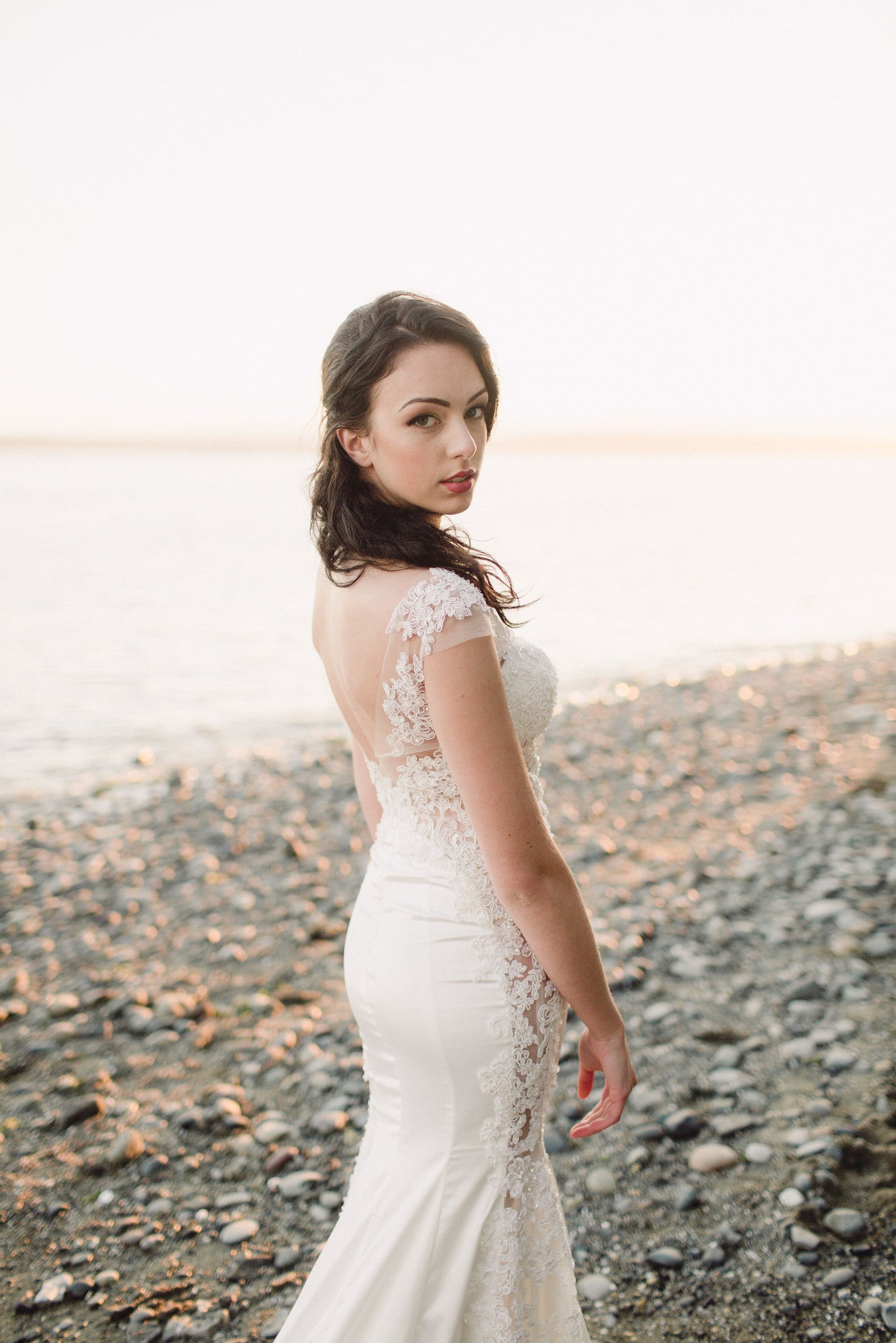 Sheath Lace Wedding Dress (Style #SS16314) - Dream Dresses by P.M.N.