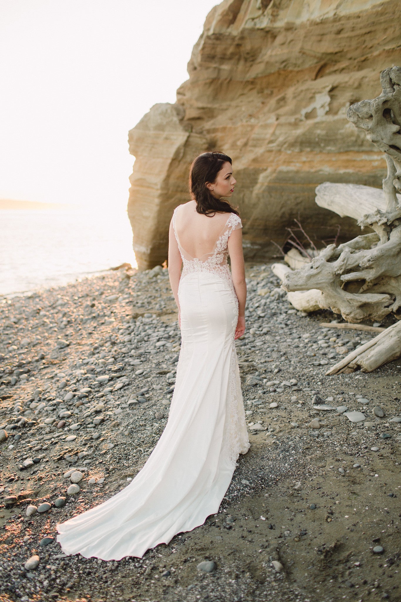 Sheath Lace Wedding Dress (Style #SS16314) - Dream Dresses by P.M.N.