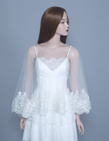 Lace Bridal Cape (#Leora) - Dream Dresses by P.M.N
 - 1