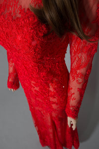 Red Long Sleeve Lace Gown (#Bella) - Dream Dresses by P.M.N
 - 6