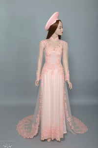 Blush Pink Bridal Ao Dai | Vietnamese Bridal Dress with Embellishment (#TALA) - Dream Dresses by P.M.N.