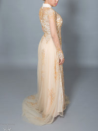 Gold Bridal Ao Dai | Vietnamese Bridal Dress with Embellishment (#HELGA) - Dream Dresses by P.M.N.