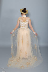 Gold Bridal Ao Dai | Vietnamese Bridal Dress with Embellishment (#HELGA) - Dream Dresses by P.M.N.