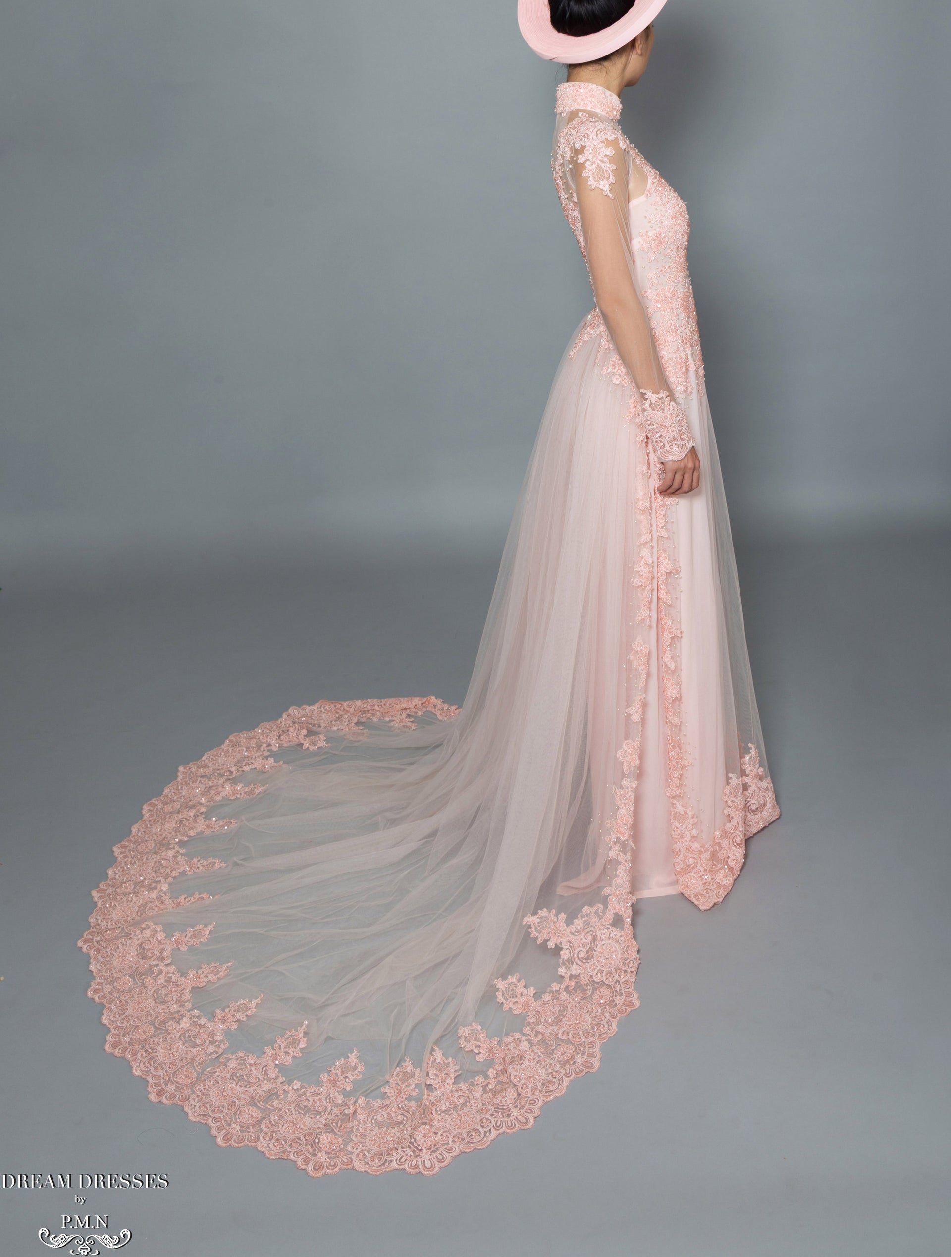 Blush Pink Bridal Ao Dai | Vietnamese Bridal Dress with Embellishment (#TALA) - Dream Dresses by P.M.N.