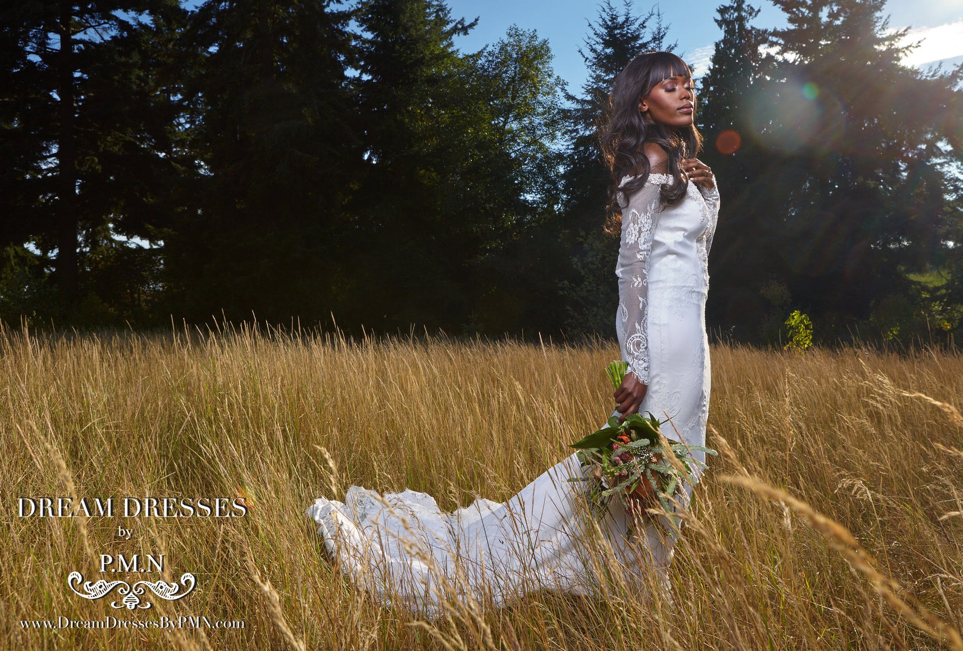 Long Sleeve All Over Lace Wedding Dress (Style #PB1934) - Dream Dresses by P.M.N
 - 2