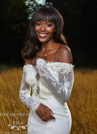 Long Sleeve All Over Lace Wedding Dress (Style #PB1934) - Dream Dresses by P.M.N
 - 4