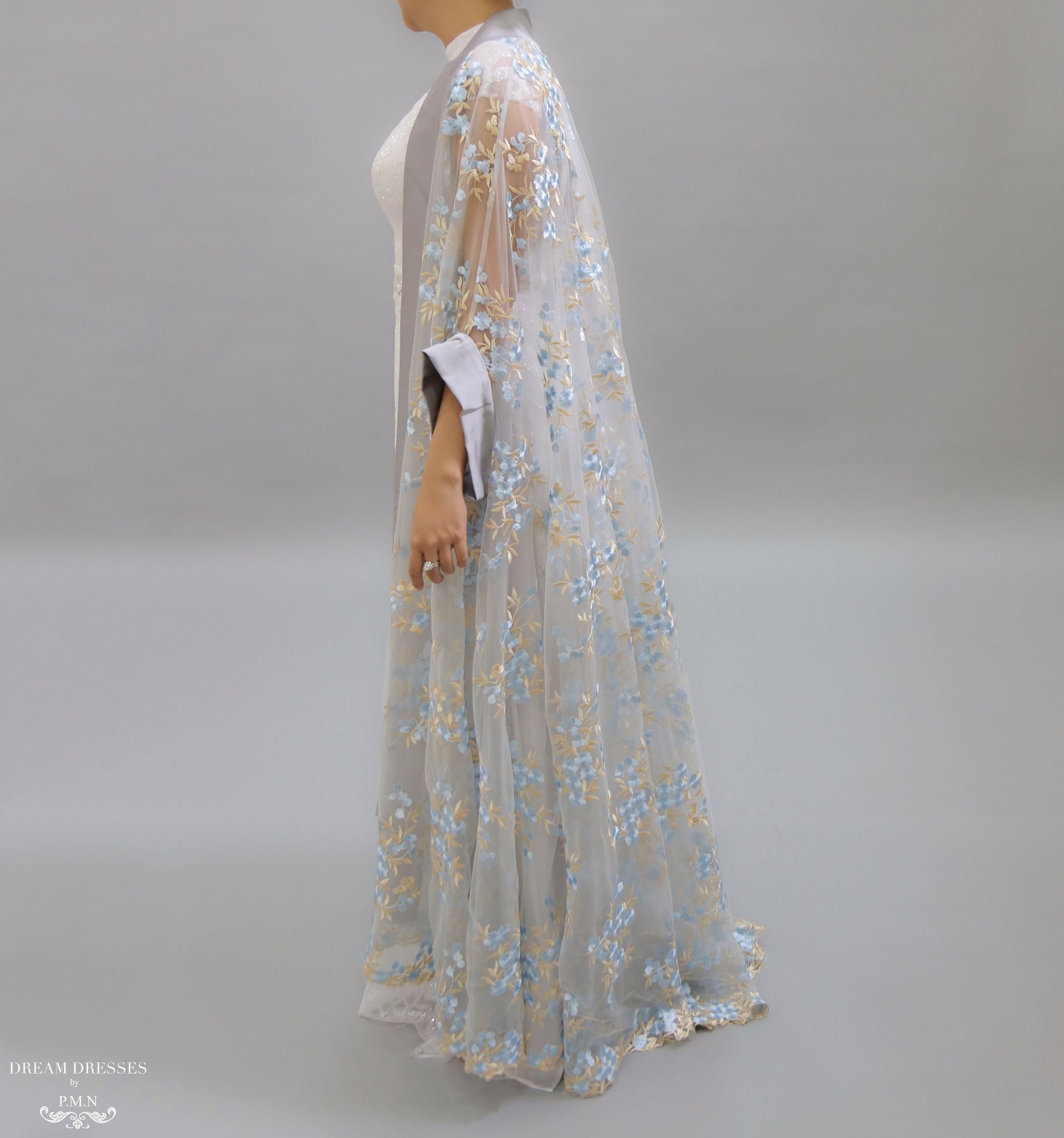 Floor Length Bridal Cape (#NAHLA) - Dream Dresses by P.M.N.
