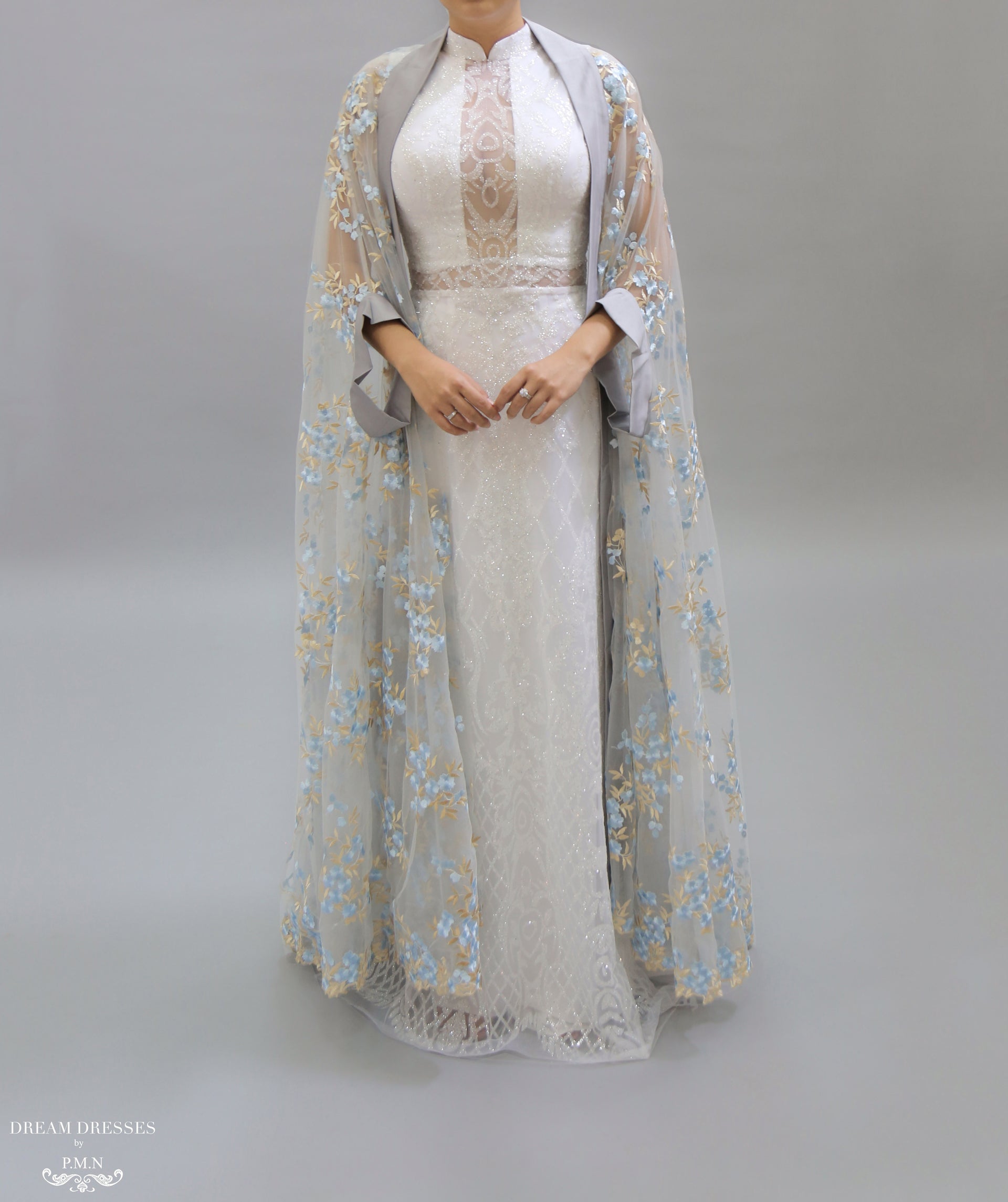 Floor Length Bridal Cape (#NAHLA) - Dream Dresses by P.M.N.