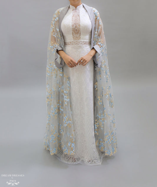 Floor Length Bridal Cape (#NAHLA) - Dream Dresses by P.M.N.