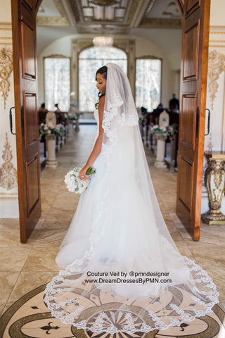 Two-Layer Lace Cathedral Wedding Veil  (#PB201) - Dream Dresses by P.M.N
 - 1