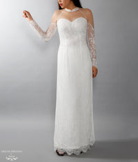 White Bridal Ao Dai | Vietnamese Lace Bridal Dress (#ISABELLE) - Dream Dresses by P.M.N.