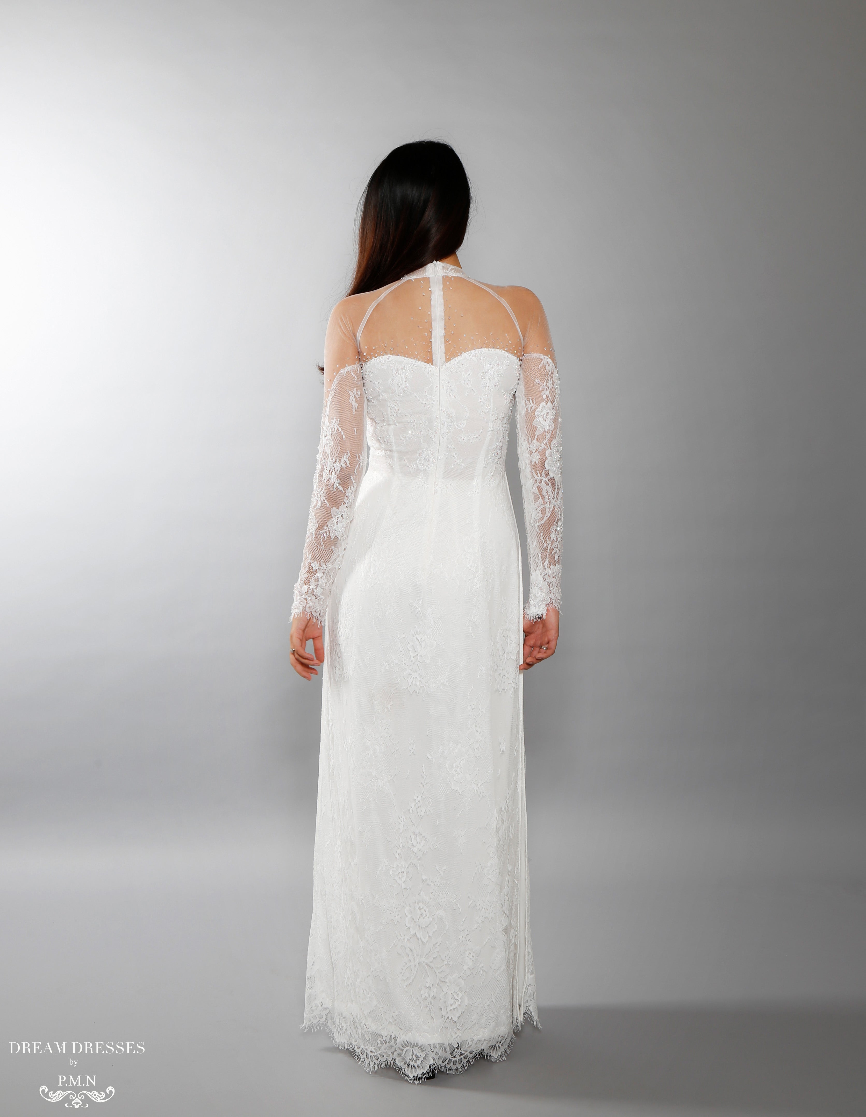 White Bridal Ao Dai | Vietnamese Lace Bridal Dress (#ISABELLE)