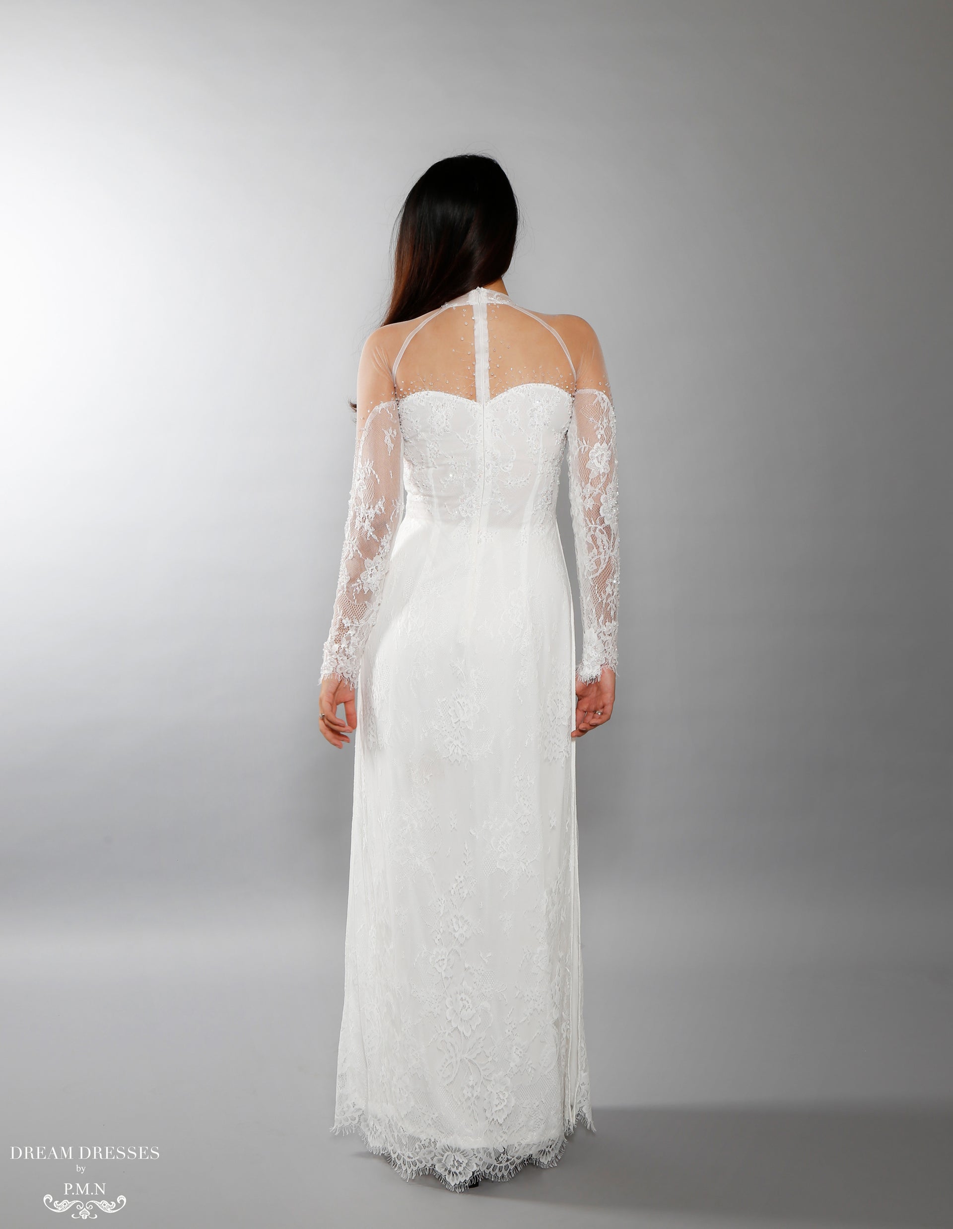 White Bridal Ao Dai | Vietnamese Lace Bridal Dress (#ISABELLE) - Dream Dresses by P.M.N.