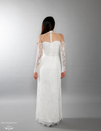 White Bridal Ao Dai | Vietnamese Lace Bridal Dress (#ISABELLE) - Dream Dresses by P.M.N.