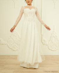 White Bridal Ao Dai | Lace Vietnamese Wedding Dress (#ILARIA) - Dream Dresses by P.M.N.