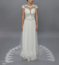 White Bridal Ao Dai | Modern Vietnamese Lace Bridal Dress (#JENY) - Dream Dresses by P.M.N.