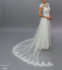 White Bridal Ao Dai | Modern Vietnamese Lace Bridal Dress (#JENY) - Dream Dresses by P.M.N.