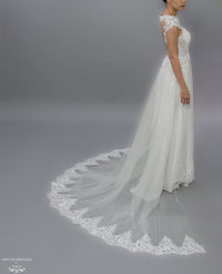 White Bridal Ao Dai | Modern Vietnamese Lace Bridal Dress (#JENY) - Dream Dresses by P.M.N.
