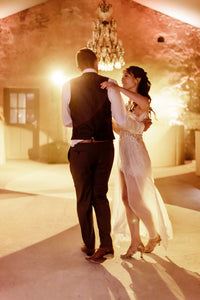 Lace and Chiffon Wedding Dress with high slit (#Juliana) - Dream Dresses by P.M.N.