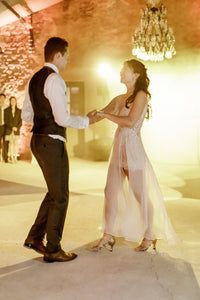 Lace and Chiffon Wedding Dress with high slit (#Juliana) - Dream Dresses by P.M.N.