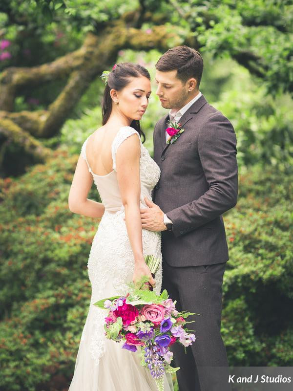 Blush Pink V-Deep Neckline Mermaid Gown - Dream Dresses by P.M.N
 - 4