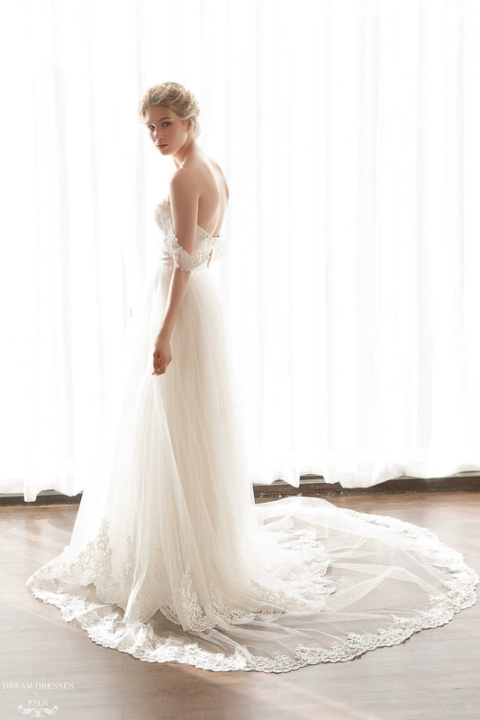 Off The Shoulder Tulle A-Line Gown (#Kiara) - Dream Dresses by P.M.N.