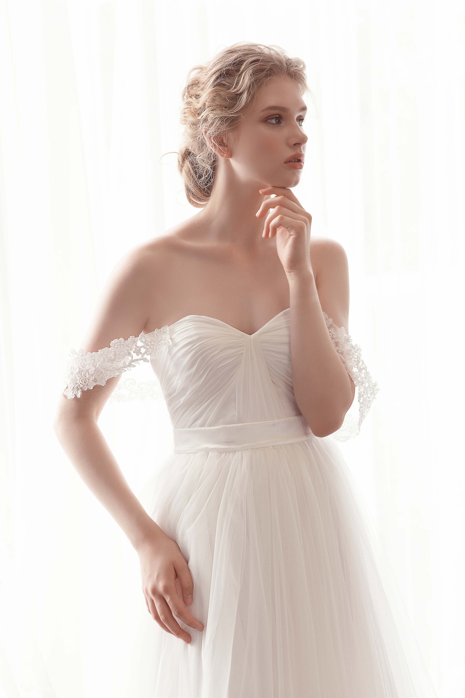 Off The Shoulder Tulle A-Line Gown (#Kiara) - Dream Dresses by P.M.N.