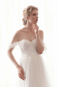 Off The Shoulder Tulle A-Line Gown (#Kiara) - Dream Dresses by P.M.N.
