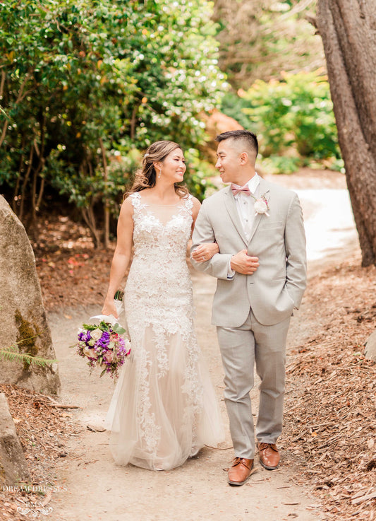 Lace and Tulle Sheath Wedding Dress (#Krista) - Dream Dresses by P.M.N.