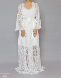 Long Bridal Lace Robe (#Laina) - Dream Dresses by P.M.N.