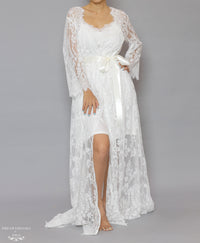 Long Bridal Lace Robe (#Laina) - Dream Dresses by P.M.N.