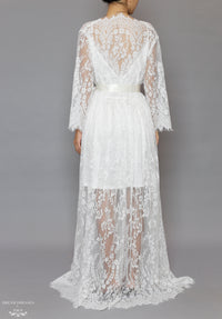 Long Bridal Lace Robe (#Laina) - Dream Dresses by P.M.N.