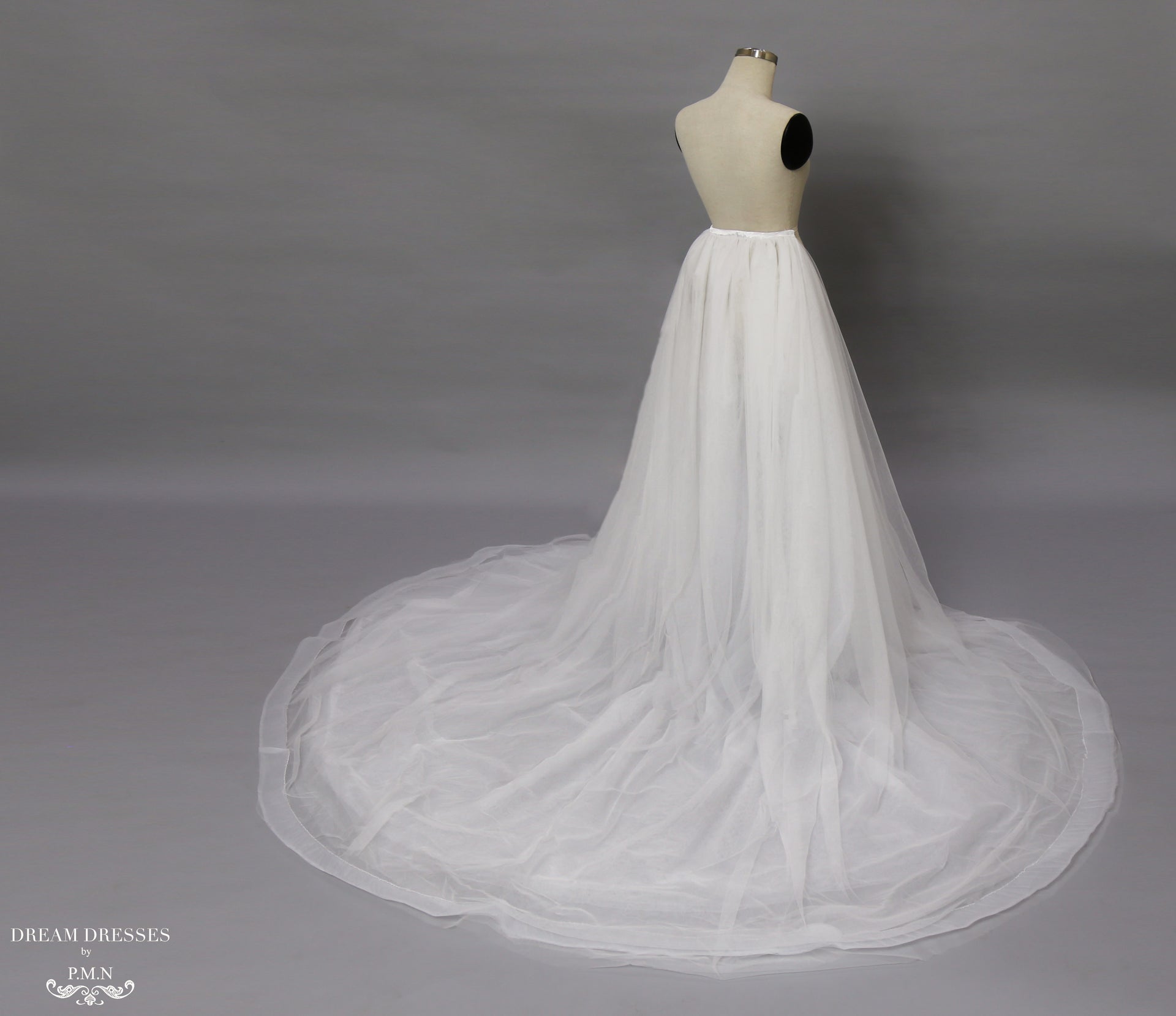 Detachable Bridal Tulle Overskirt with Horsehair Trim (#Lamia) - Dream Dresses by P.M.N.