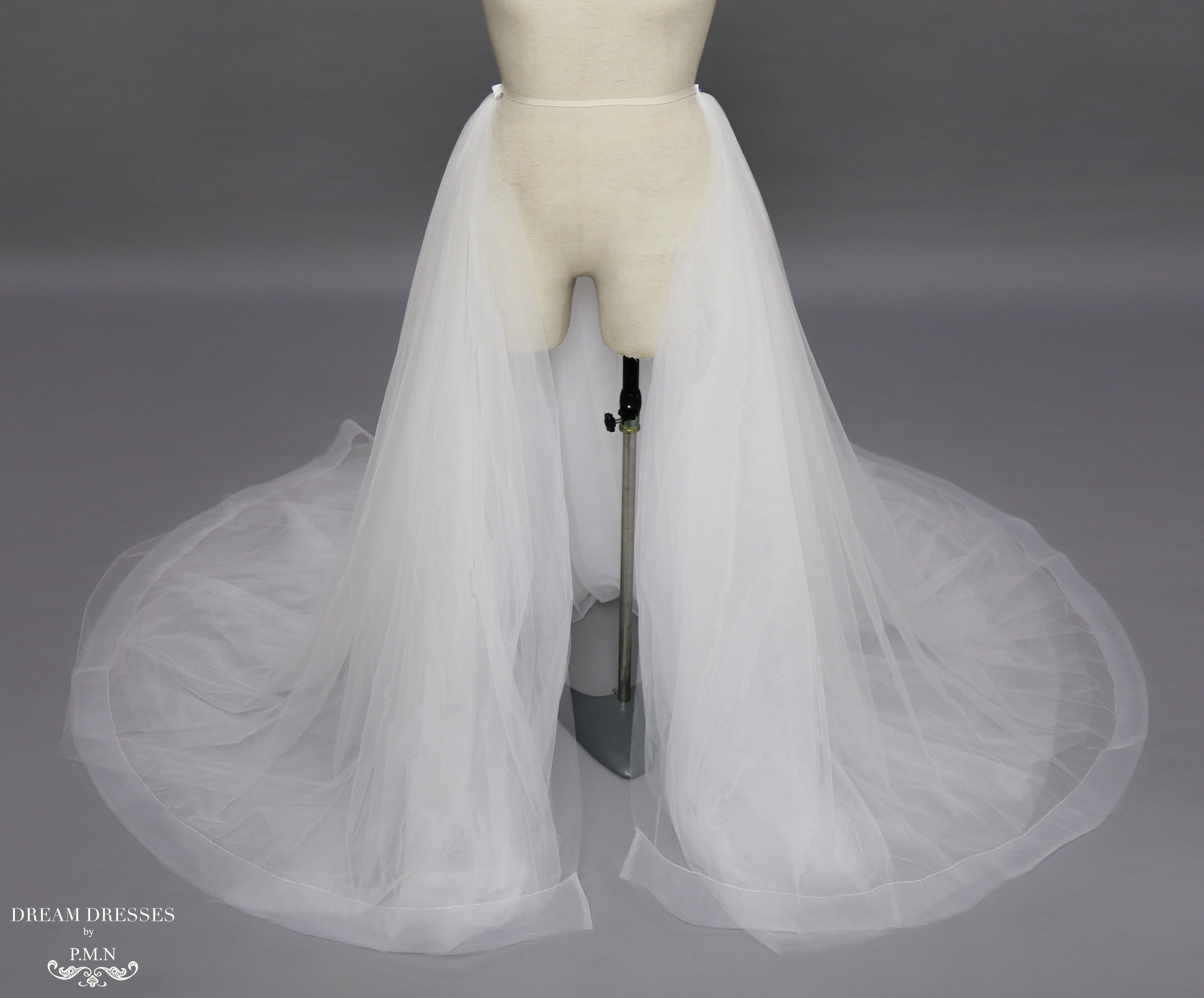 Detachable Bridal Tulle Overskirt with Horsehair Trim (#Lamia)
