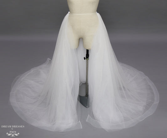Detachable Bridal Tulle Overskirt with Horsehair Trim (#Lamia) - Dream Dresses by P.M.N.