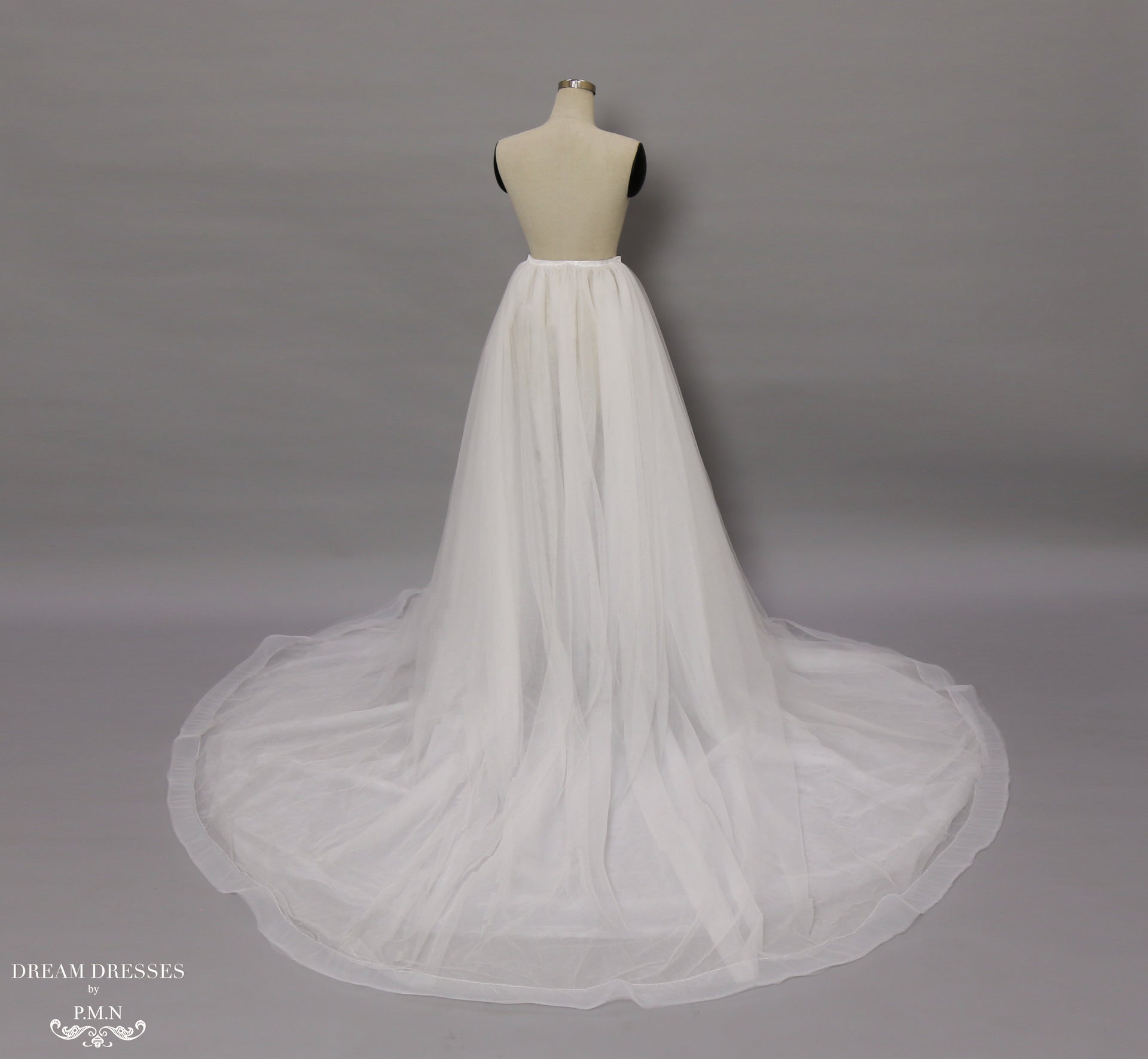 Detachable Bridal Tulle Overskirt with Horsehair Trim (#Lamia) - Dream Dresses by P.M.N.