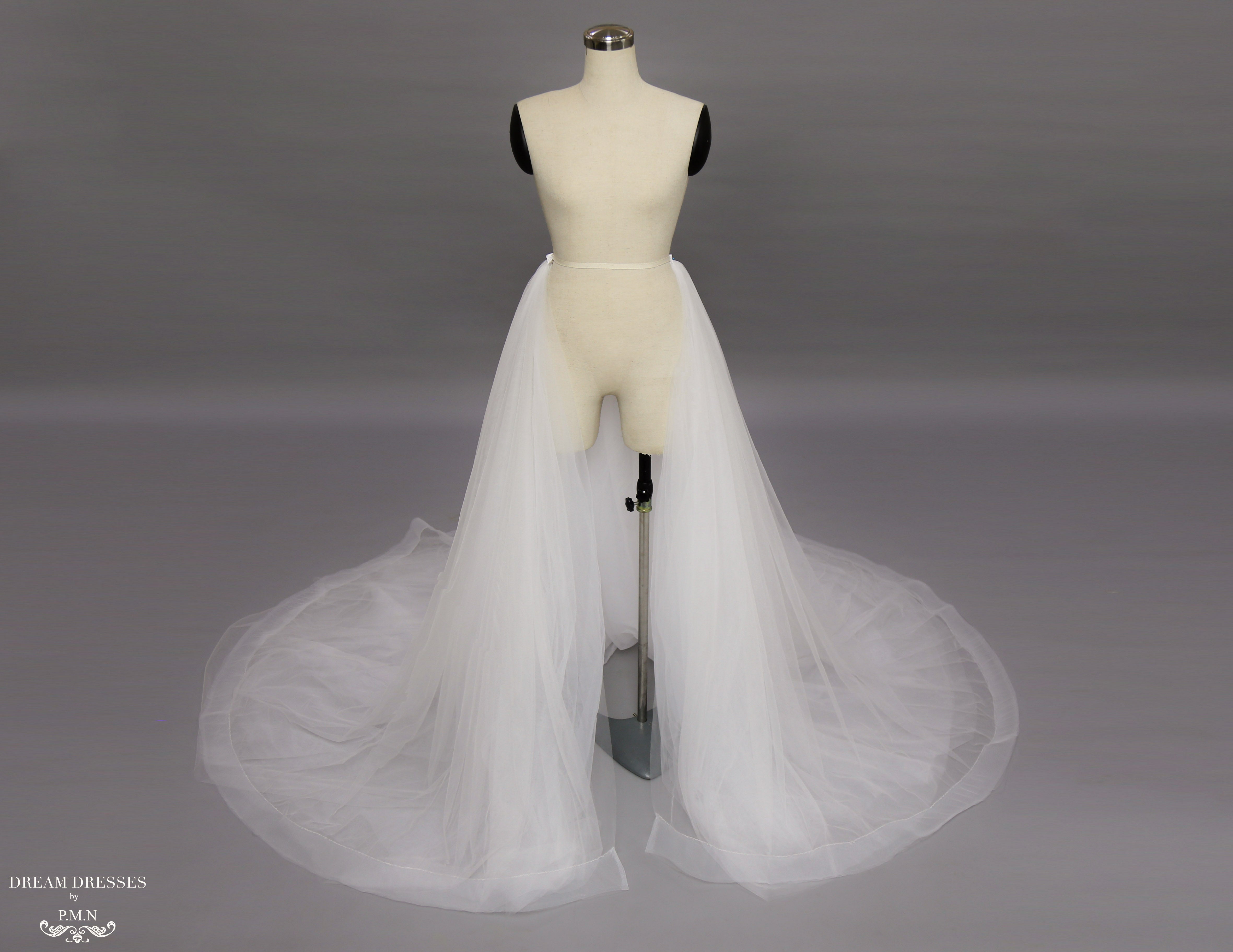 Detachable Bridal Tulle Overskirt with Horsehair Trim (#Lamia)